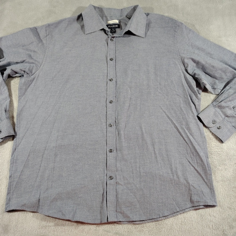 Jos. A. Bank Shirt Men Lite Navy Herringbone XL Dinner Office Work Dad Comfort‎